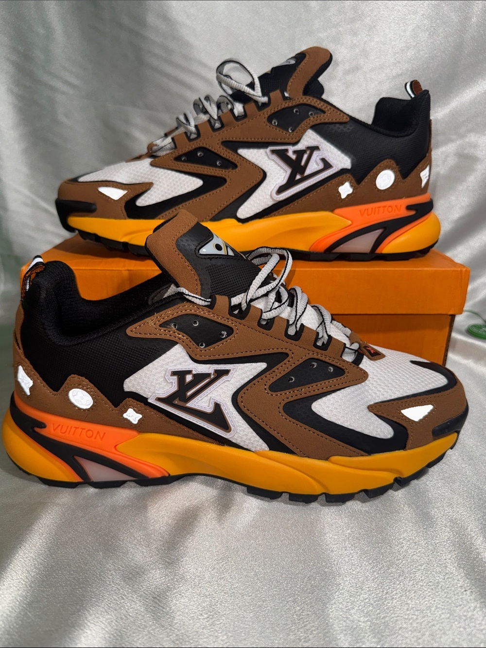 Louis Vuitton LV Runner Tatic "Moka" sneakers, featuring/ bright orange🔥New! 12